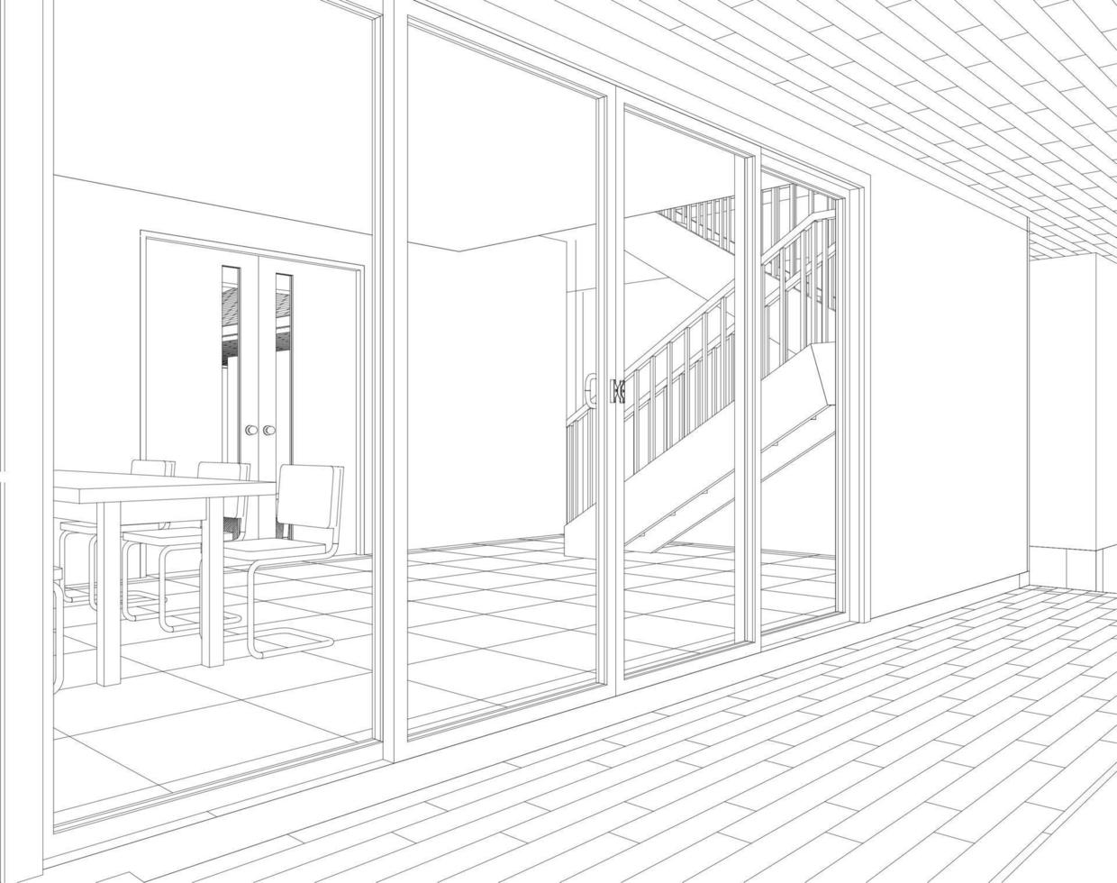 3D illustration of building project vector