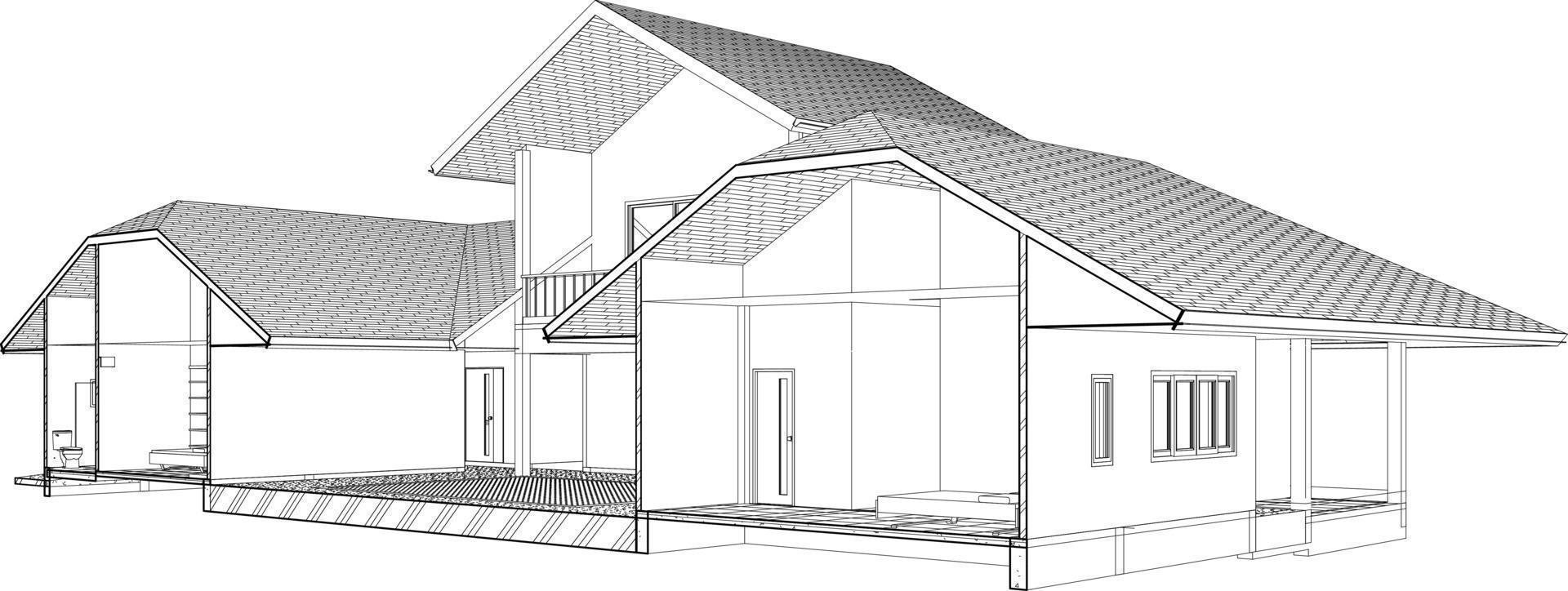 3D illustration of building project vector