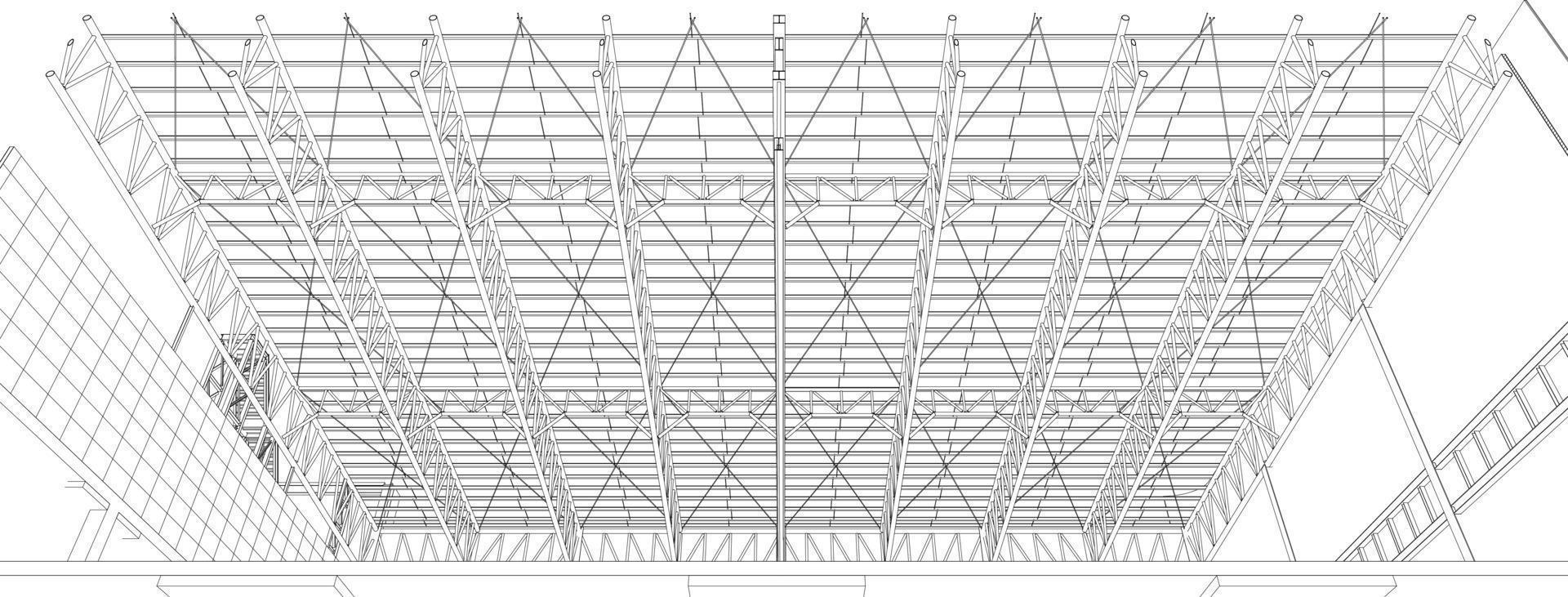 3D illustration of building project vector