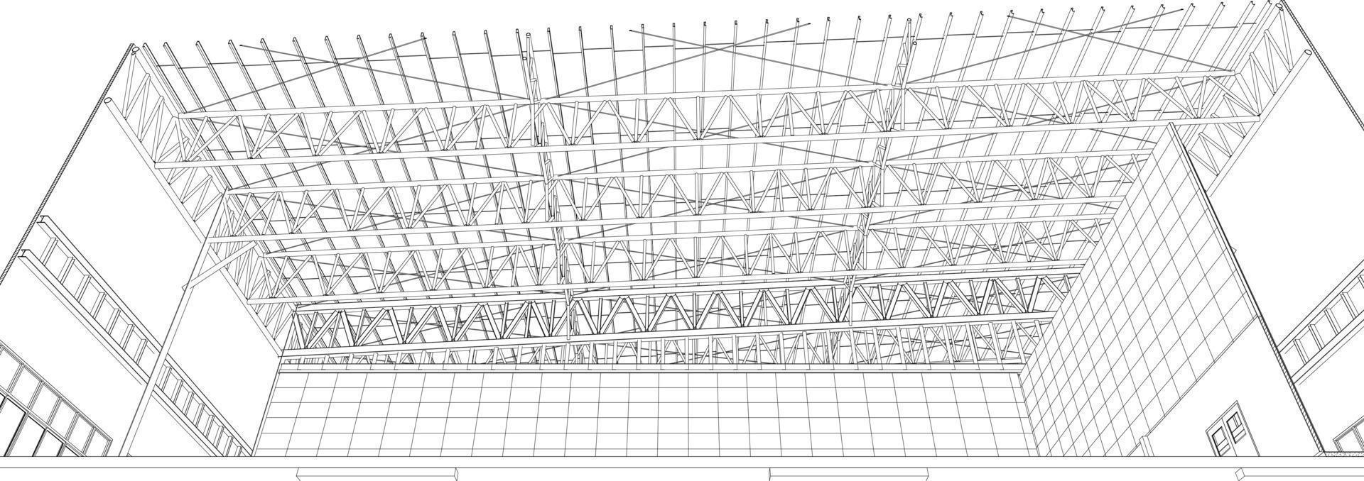 3D illustration of building project vector