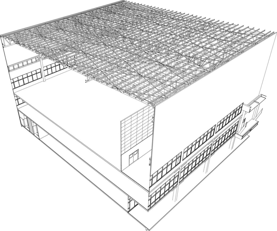 3D illustration of building project vector