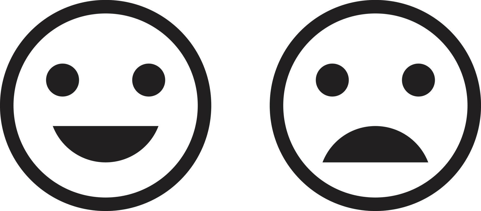 Happy and sad emoji faces icon vector isolated on white background for apps and websites