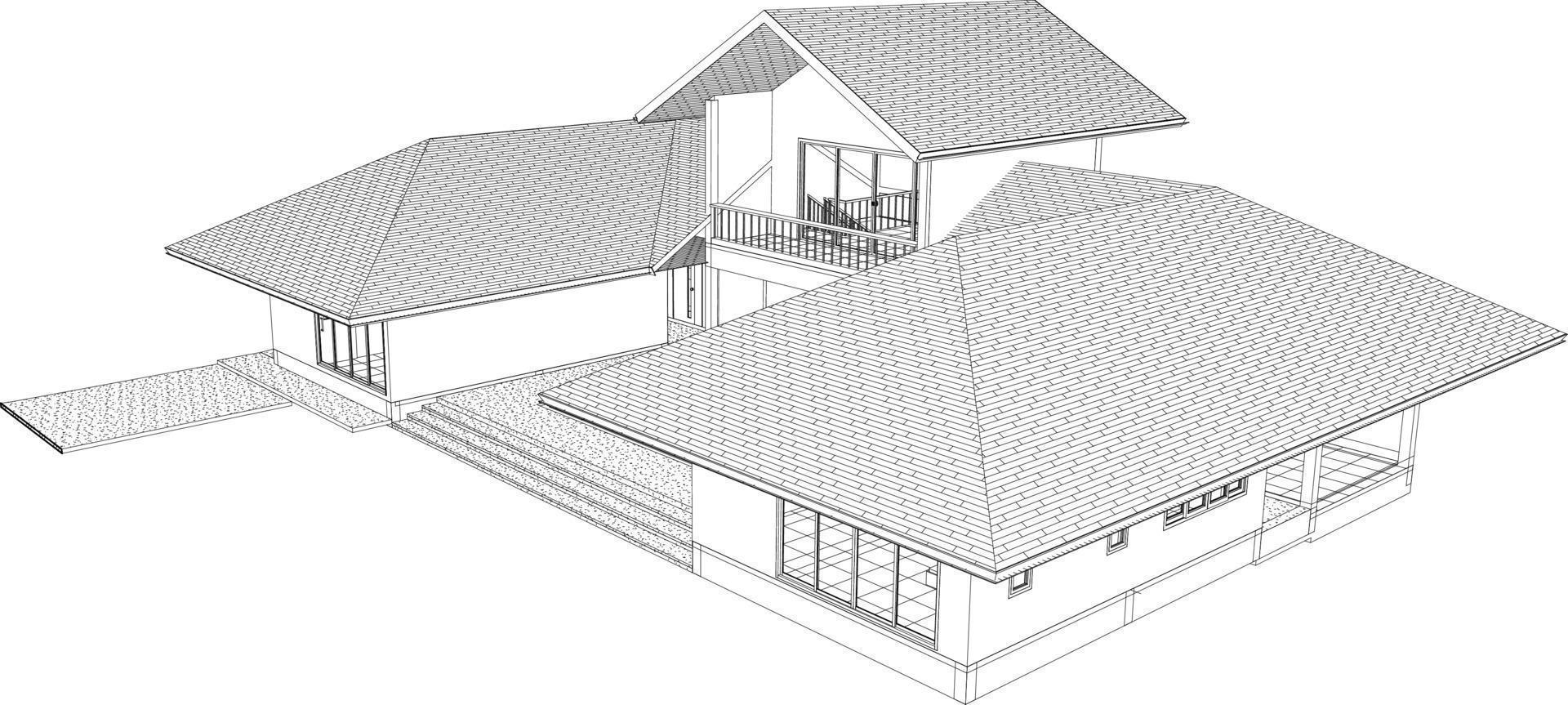 3D illustration of building project vector