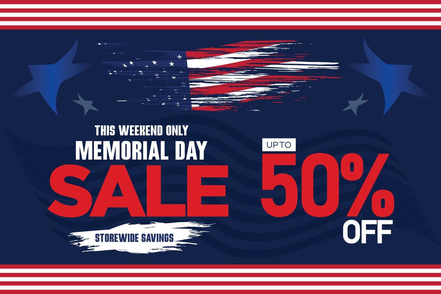 memorial day sale web banner. happy memorial day holiday sale post. memorial day weekend sale banner. Memorial Day social media promotion template design of USA national flag colors vector
