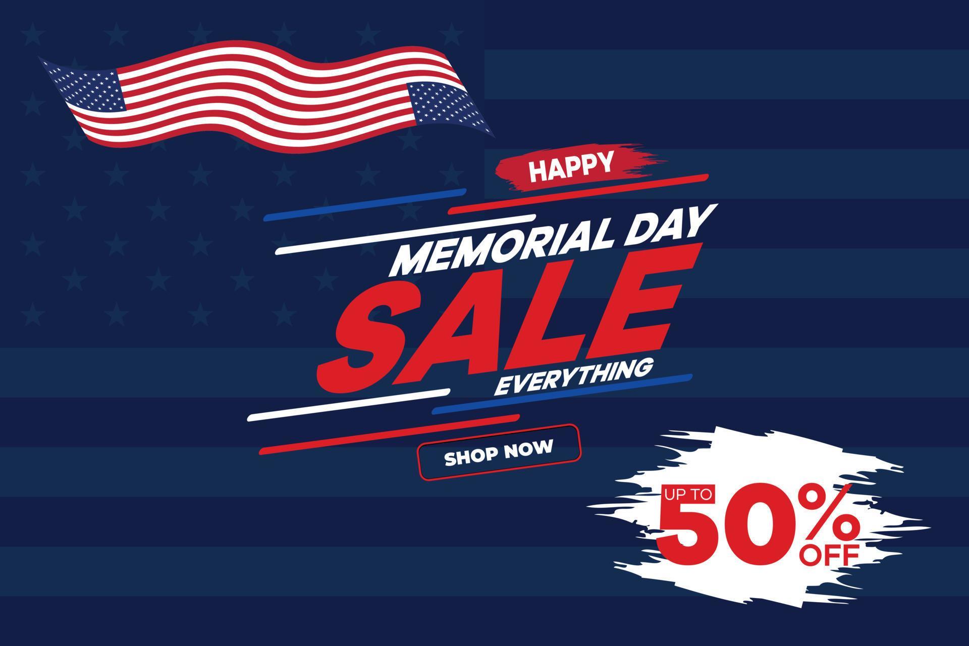 memorial day sale web banner. happy memorial day holiday sale post