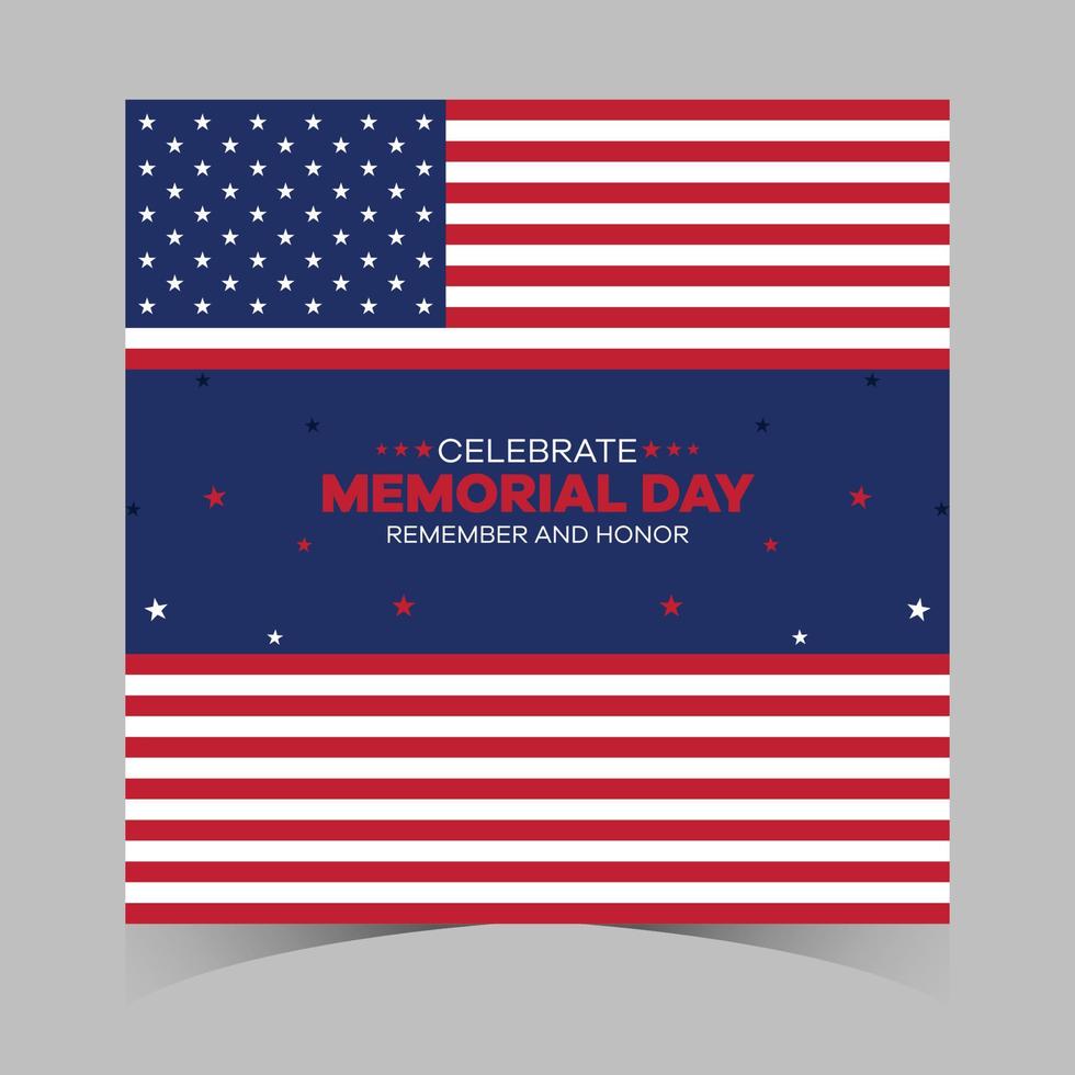 memorial day web banner. happy memorial day holiday post. memorial day weekend banner. Memorial Day social media template design of USA national flag colors vector