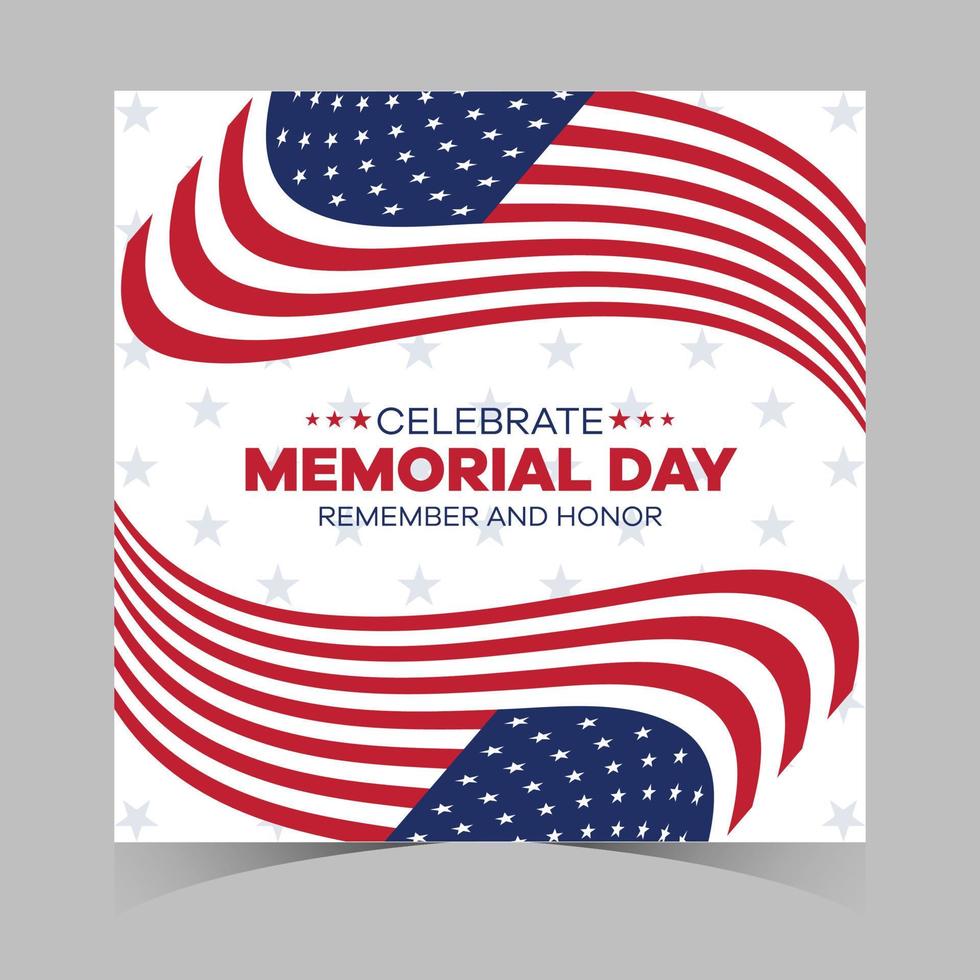 memorial day web banner. happy memorial day holiday post. memorial day weekend banner. Memorial Day social media template design of USA national flag colors vector