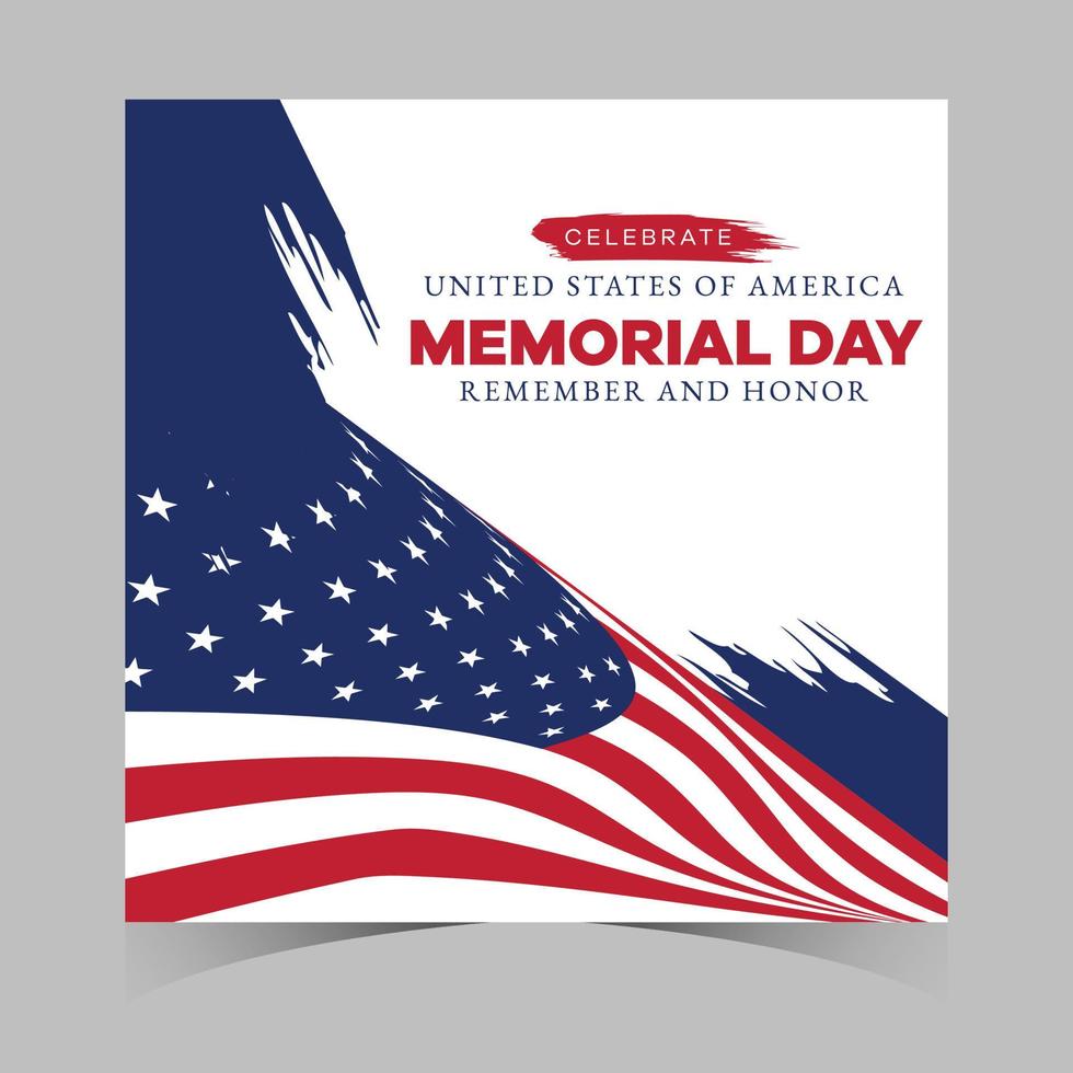 memorial day web banner. happy memorial day holiday post. memorial day weekend banner. Memorial Day social media template design of USA national flag colors vector