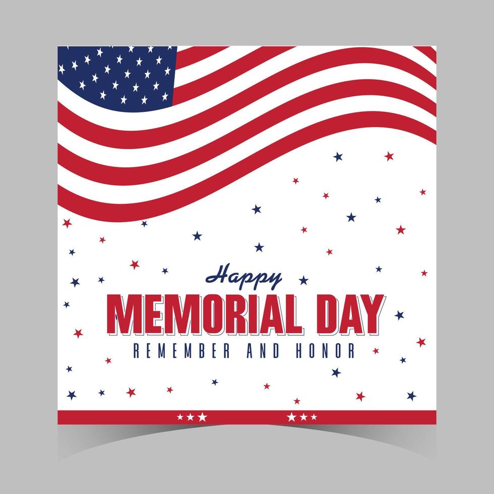 memorial day web banner. happy memorial day holiday post. memorial day weekend banner. Memorial Day social media template design of USA national flag colors vector