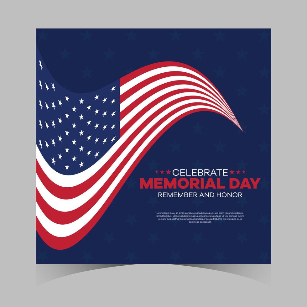 memorial day web banner. happy memorial day holiday post. memorial day weekend banner. Memorial Day social media template design of USA national flag colors vector