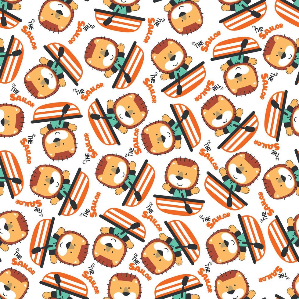 Seamless pattern with cute little animal the sailor, Cute Marine pattern for fabric, baby clothes, background, textile, wrapping paper and other decoration vector