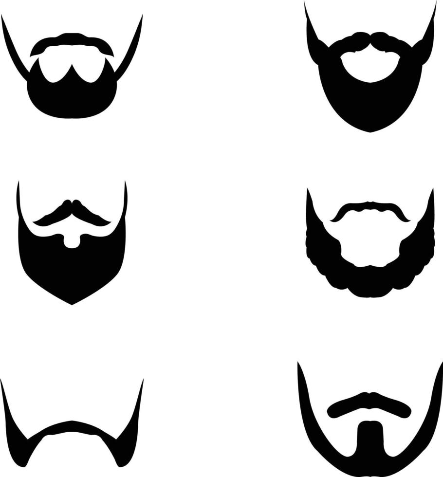 negro barba siluetas con diferente tipos de estilo vector