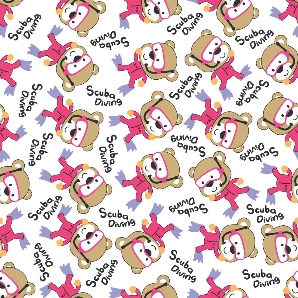 Seamless pattern texture with little animal swim in underwater. For fabric textile, nursery, baby clothes, background, textile, wrapping paper and other decoration. vector