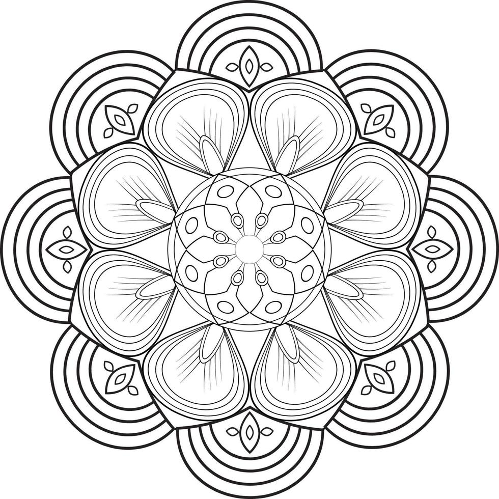 Vector drawing for coloring book. Geometric floral pattern. Contour drawing on a white background. Mandala.