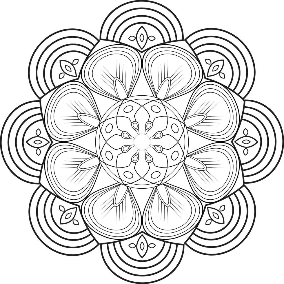 Vector drawing for coloring book. Geometric floral pattern. Contour drawing on a white background. Mandala.