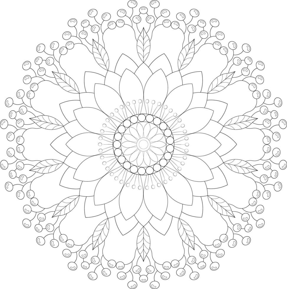 Vector drawing for coloring book. Geometric floral pattern. Contour drawing on a white background. Mandala.