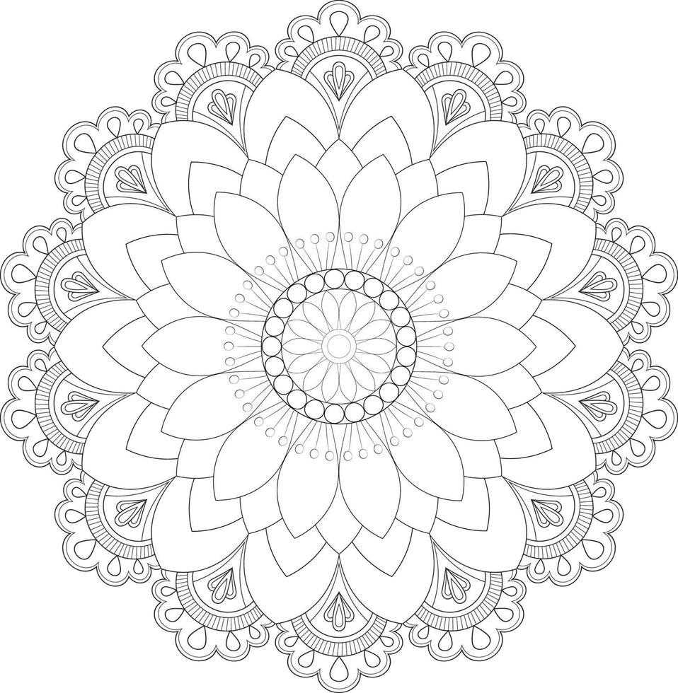 Vector drawing for coloring book. Geometric floral pattern. Contour drawing on a white background. Mandala.