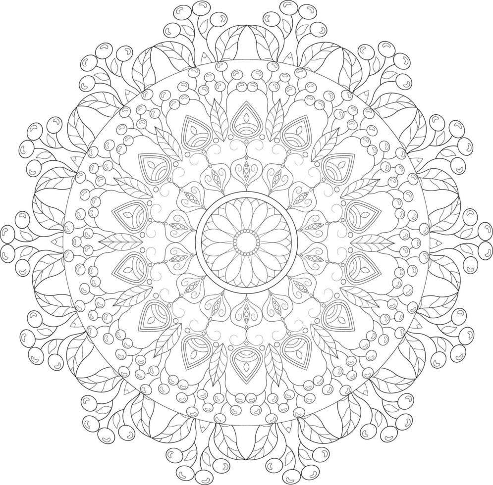 Vector drawing for coloring book. Geometric floral pattern. Contour drawing on a white background. Mandala.