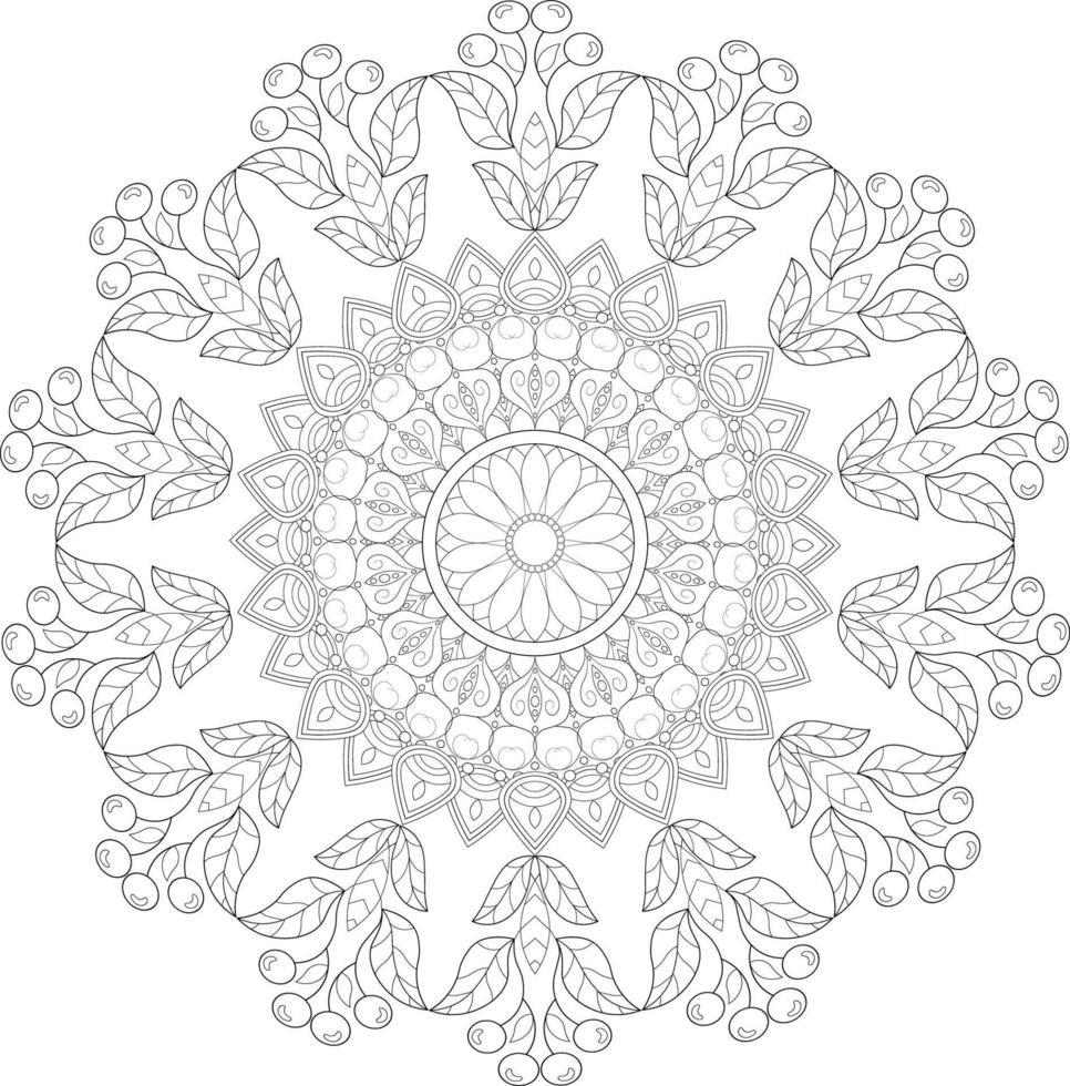 Vector drawing for coloring book. Geometric floral pattern. Contour drawing on a white background. Mandala.