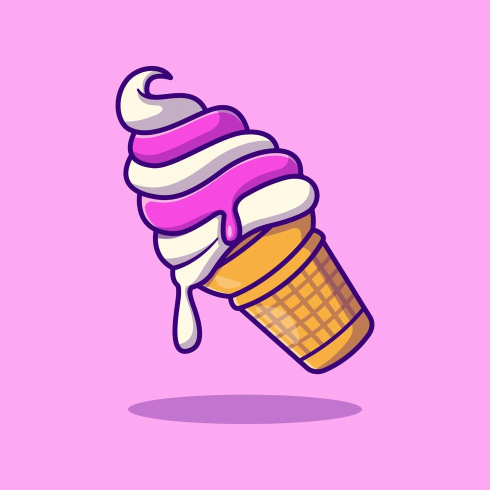 Ice cream cartoon vector icon illustration. dessert food icon concept isolated vector. flat cartoon style.