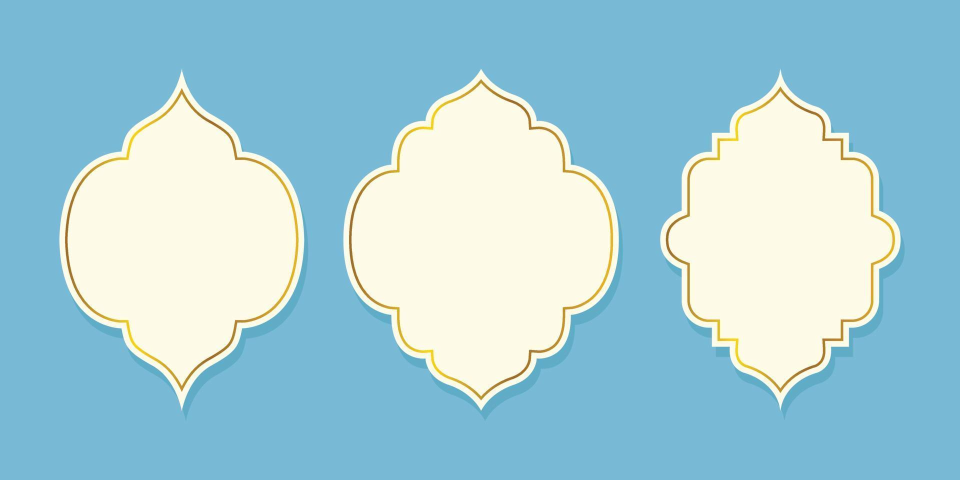 Set Of Luxury Islamic Golden Arabic Islamic Banner Title Vector Frame Text Box Background Pro Vector