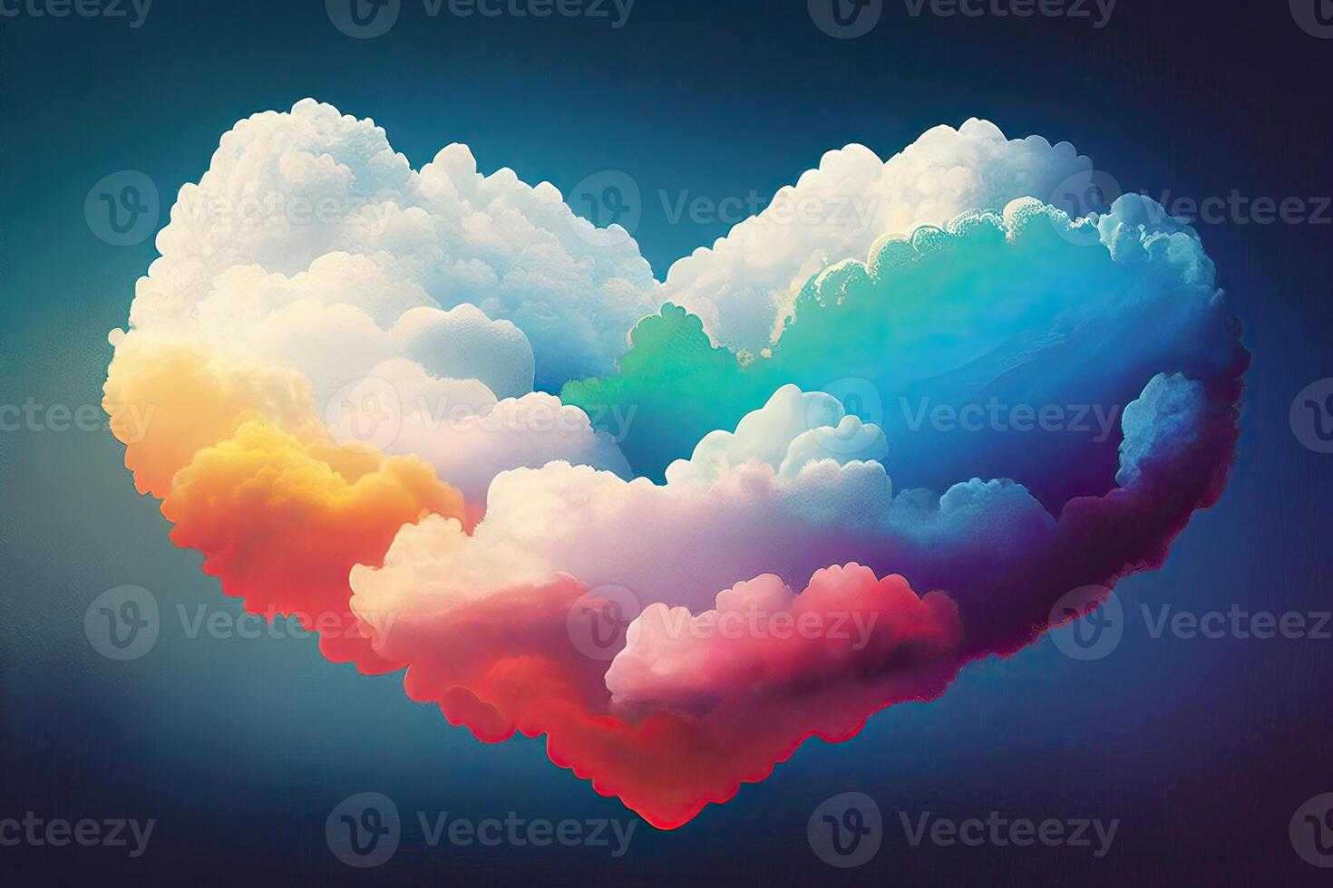 Colorful rainbow paper texture heart element, abstract background. Template design with a cloud of colorful ink heart shaped. . photo