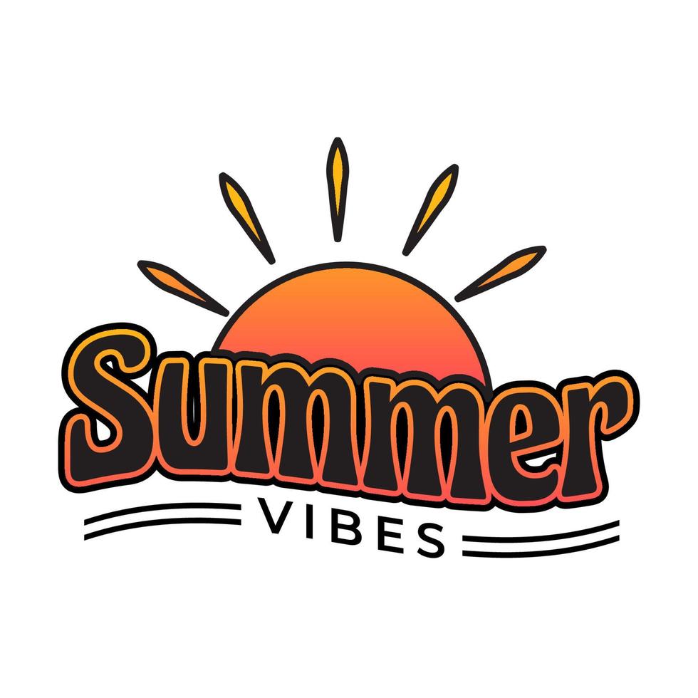 Summer vibes lettering composition isolated on white background. vector