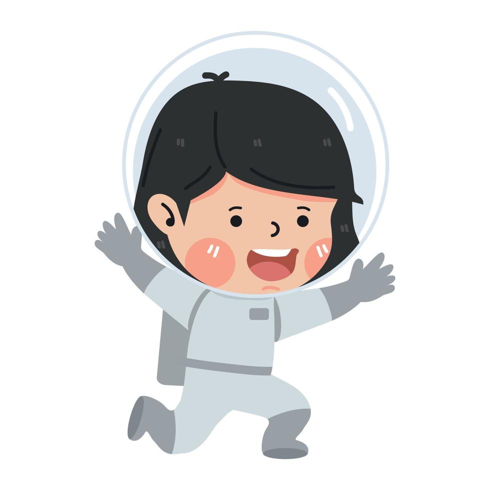 astronauta niña flotante en vacío espacio vector