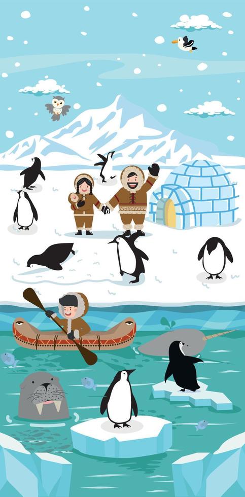 Cartoon nature North pole Arctic background vector
