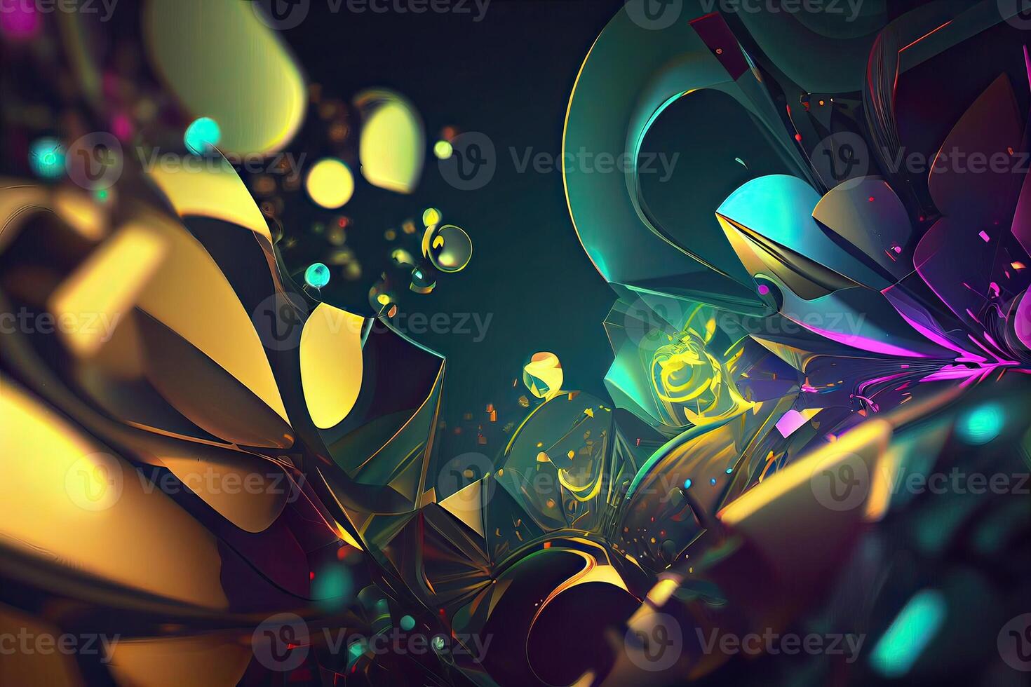 Stylish multi-color crystal background. 3d illustration, 3d rendering. Seamless texture of abstract bright shiny colorful geometric shapes. photo