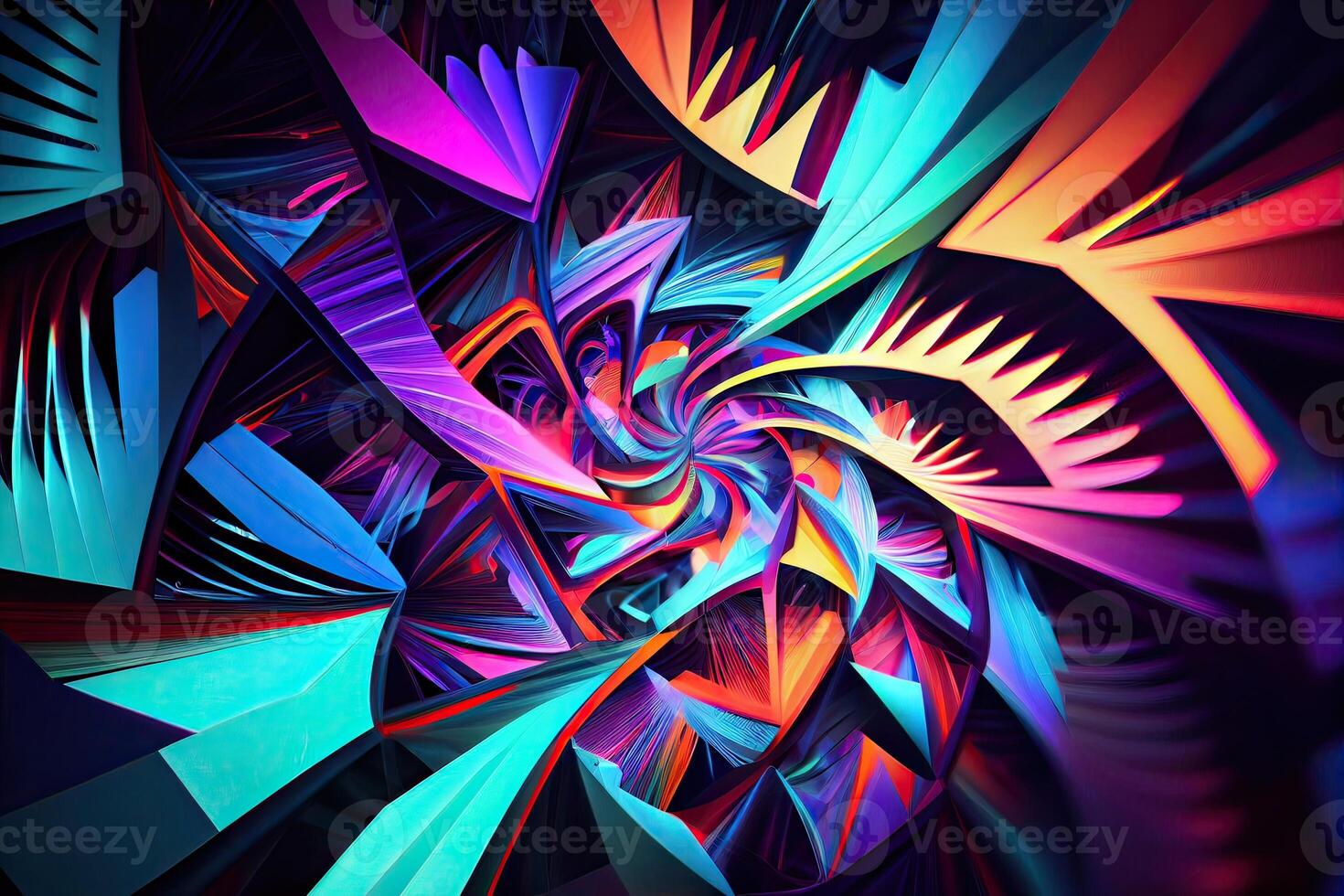 Stylish multi-color crystal background. 3d illustration, 3d rendering. Seamless texture of abstract bright shiny colorful geometric shapes. photo