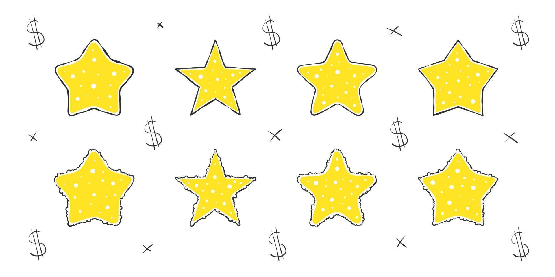 Doodle stars images. Hand-drawn stars with texture. Vector scalable graphics