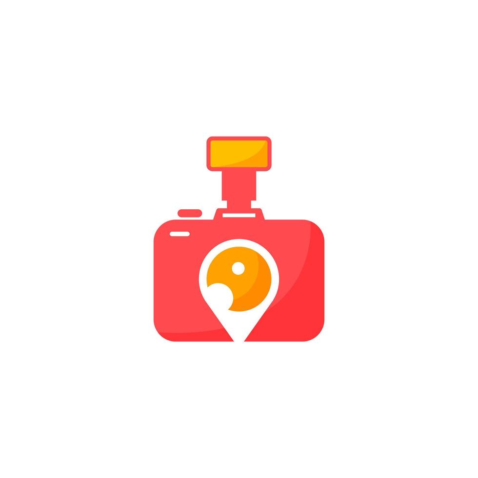 camera logo with a camera lens in the middle vector