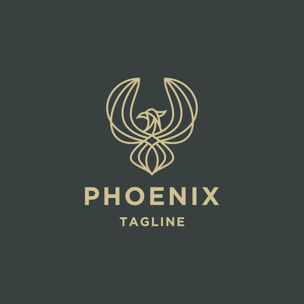 Phoenix line logo design template flat vector