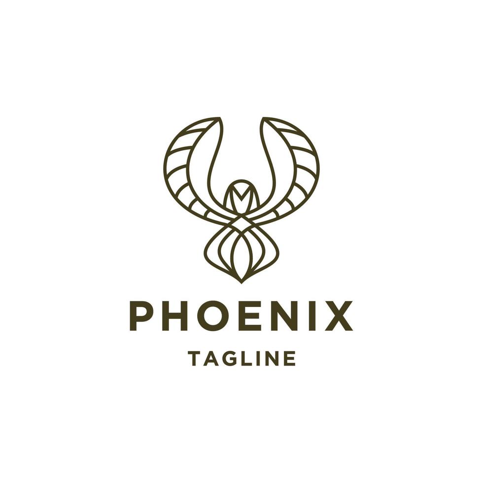 Phoenix line logo design template flat vector