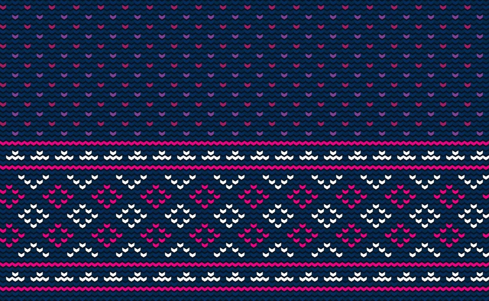 Crochet pattern, Vector cross stitch tribal background, Knitted ethnic classic ornament style