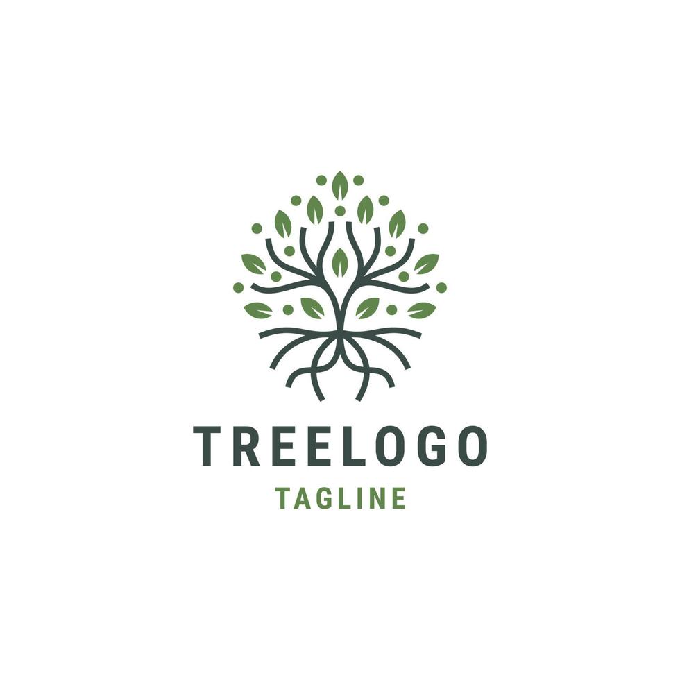 Nature tree line logo icon design template flat vector