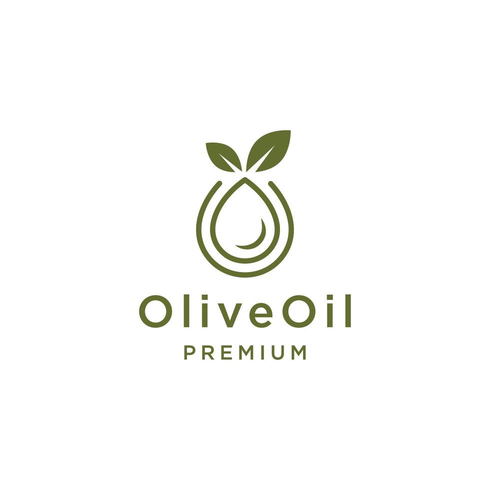 Olive oil line logo design template flat vector