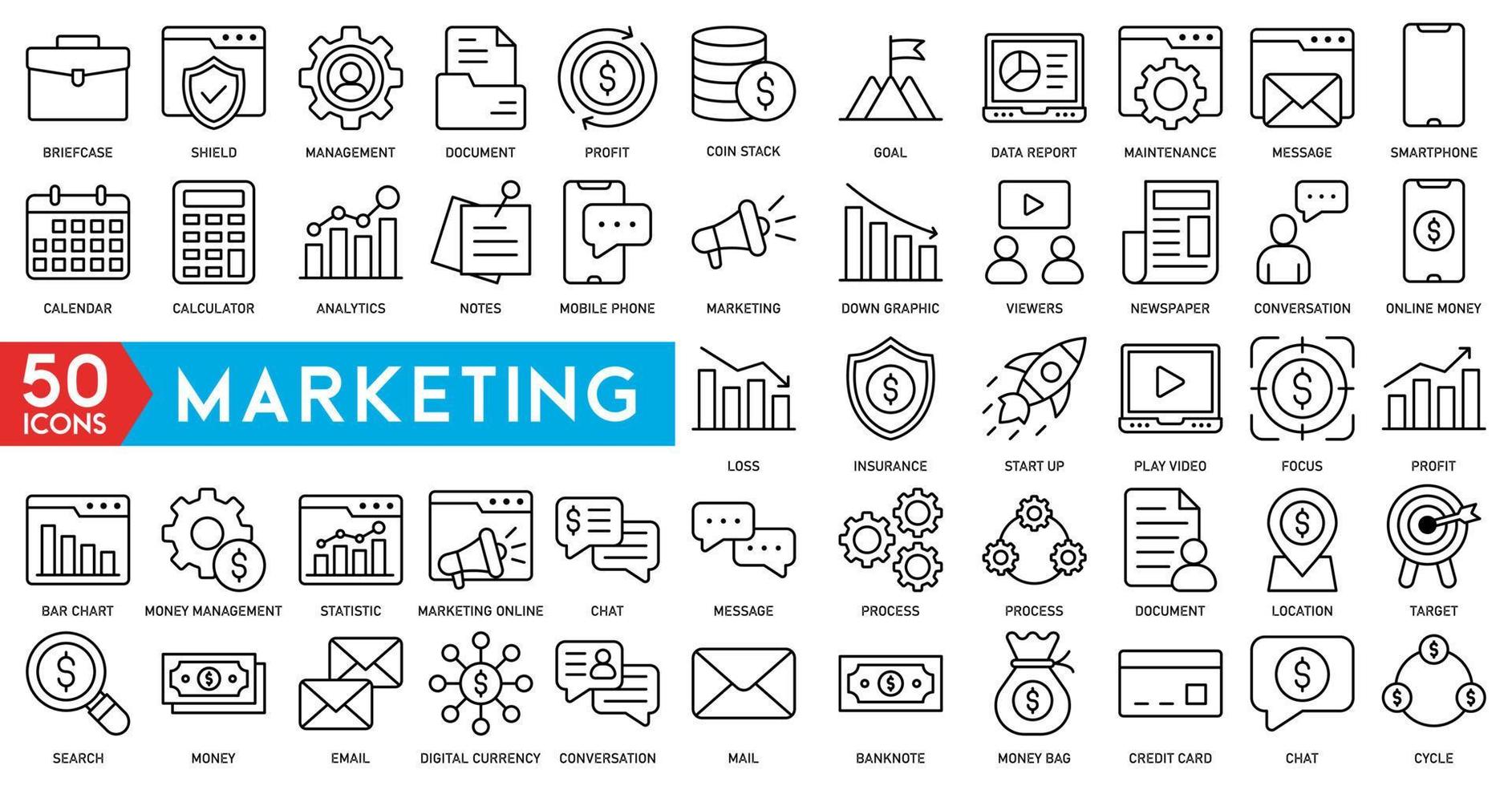 Marketing icon set - Search Engine Optimization. Thin line web icon collection. Simple vector illustration