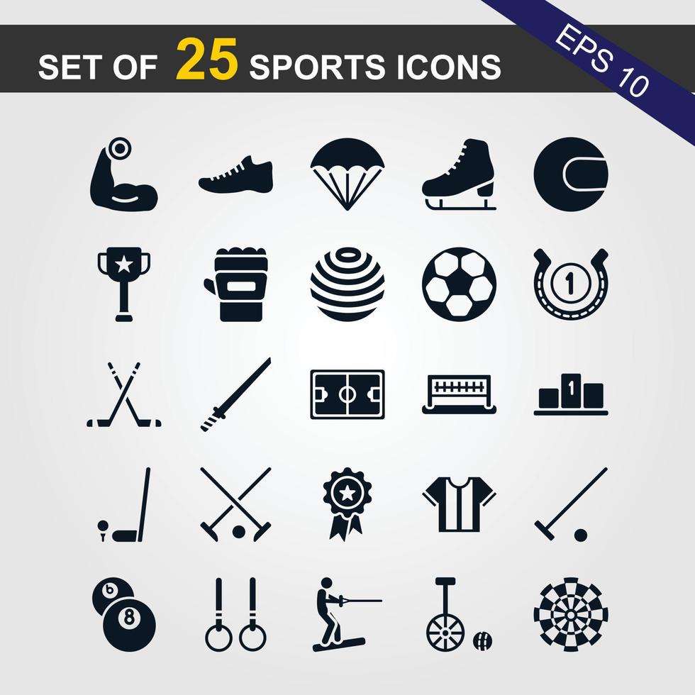 25 Sport and Fitness Icons Set vector design