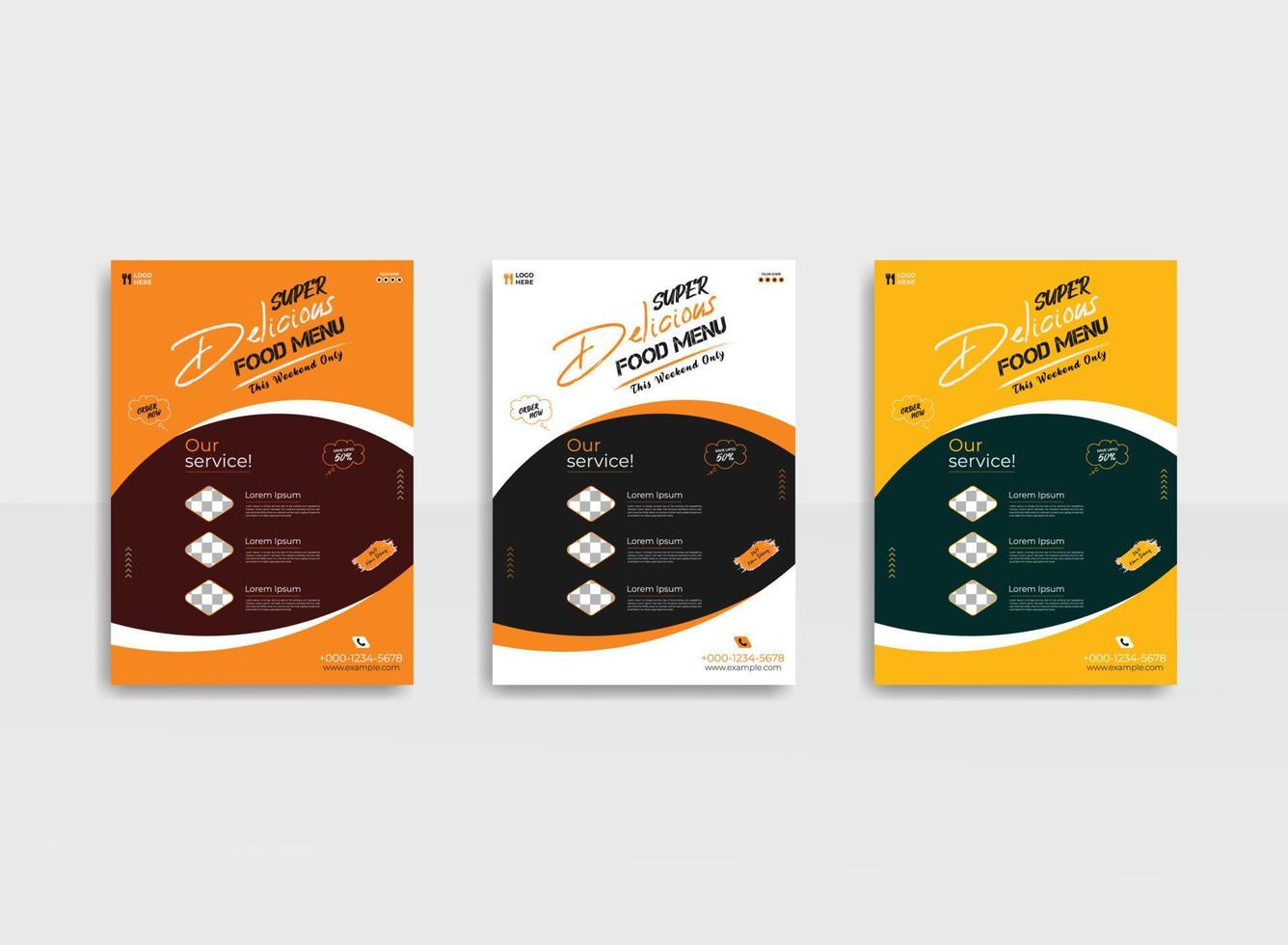 delicious food menu flyer template vector