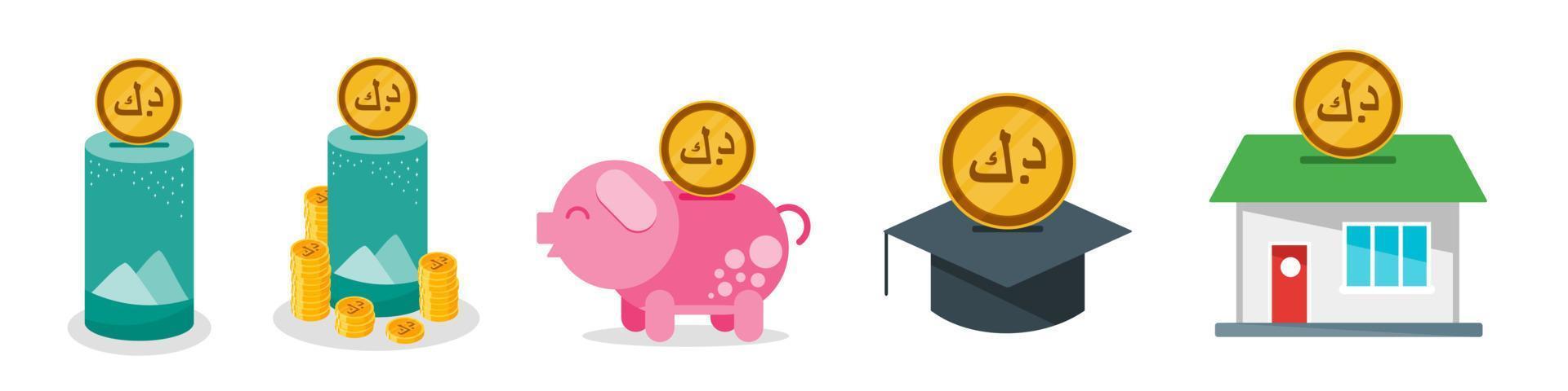 Saving Kuwaiti Dinar Money Set vector
