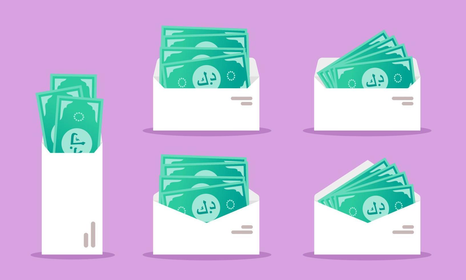 Kuwaiti Dinar Money in Envelope vector