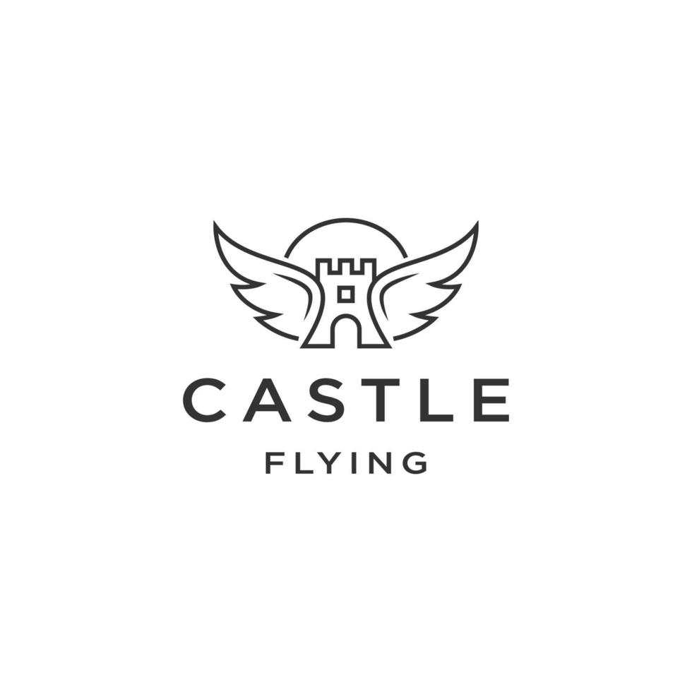 castillo volador línea logo icono diseño modelo plano vector
