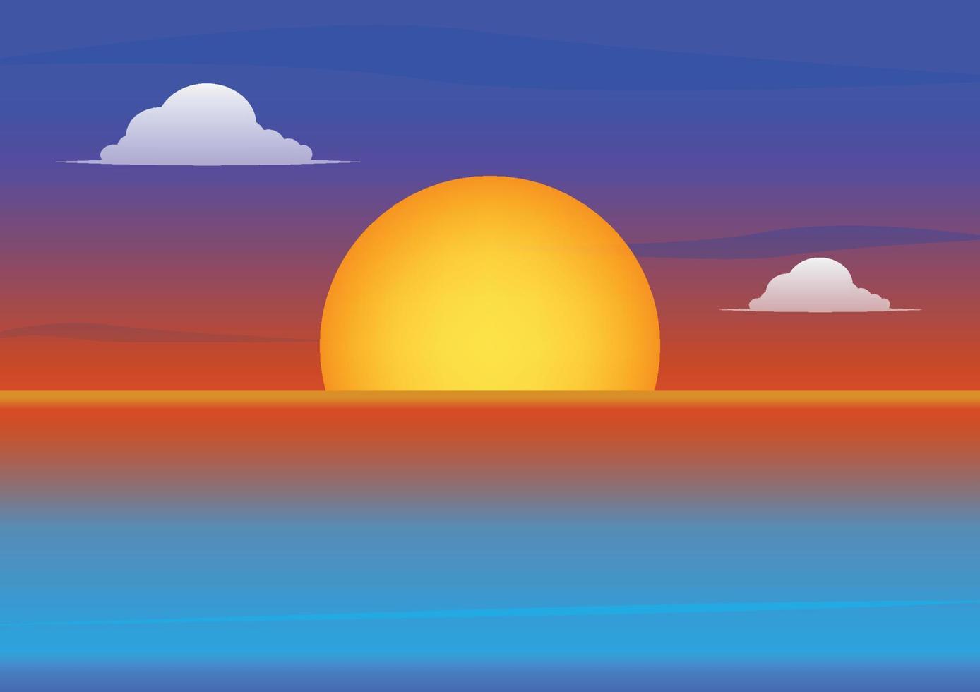 Sun set or sunrise at the sea in twilight. vector