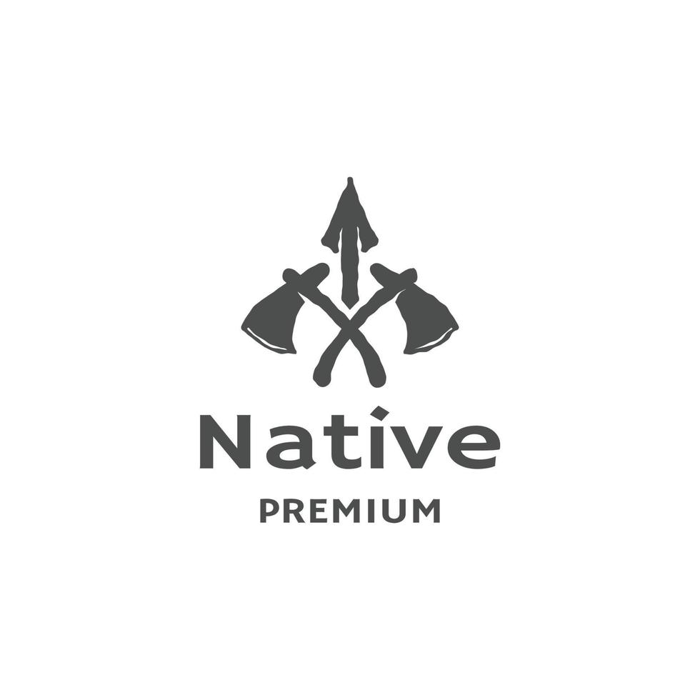 nativo hacha logo diseño modelo plano vector