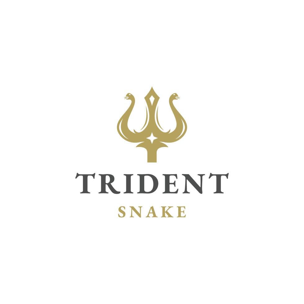 Trident snake logo icon design template flat vector