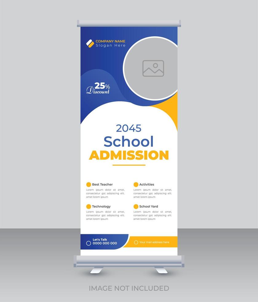 Admission stand banner post template for school, college, university, coaching center design template vector