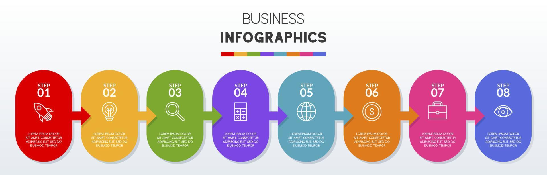 Infographics design template and icons with 8 options or 8 steps vector