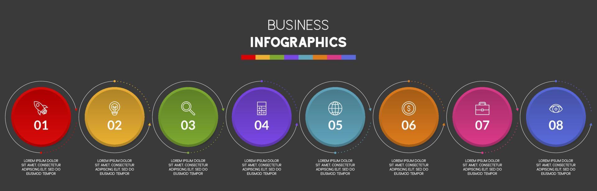 Infographics design template and icons with 8 options or 8 steps vector